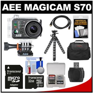 AEE Magicam S70 Wi-Fi Waterproof 1080p HD Video Camera Camcorder with 32GB Card + Case + Flex Tripod + Kit