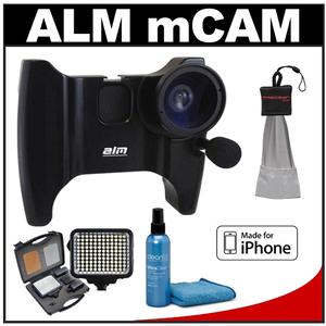 ALM mCAM Stabilizer Mount with Video Lens & Mic for iPhone 4 & 4S (Black) with Pro LED Video Light + Cleaning Kit - Digital Cameras and Accessories - Hip Lens.com