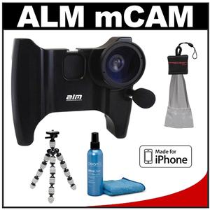 ALM mCAM Stabilizer Mount with Video Lens & Mic for iPhone 4 & 4S (Black) with Flexible Tripod + Cleaning Kit - Digital Cameras and Accessories - Hip Lens.com