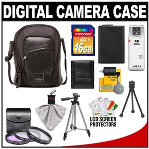 Acme Made Union Ultra-Zoom Digital Camera Case (Black) with 16GB Card + NP-FW50 Battery + Filters + Tripod for Sony NEX-C3 NEX-3 & NEX-5 - Digital Cameras and Accessories - Hip Lens.com