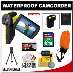 Bell & Howell Splash WV10HD Waterproof HD Digital Video Camera/Camcorder (Yellow) & Case with 8GB Card + Tripod + Floating Strap + Accessory Kit - Digital Cameras and Accessories - Hip Lens.com