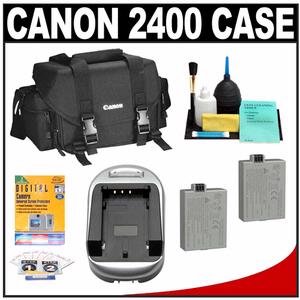 Canon 2400 Digital SLR Camera Case - Gadget Bag with (2) LP-E5 Batteries & Charger + Accessory Kit - Digital Cameras and Accessories - Hip Lens.com