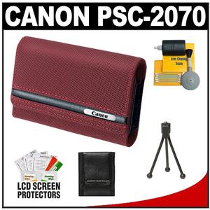 Canon PowerShot PSC-2070 Deluxe Soft Compact Digital Camera Case (Red) with Cleaning & Accessory Kit - Digital Cameras and Accessories - Hip Lens.com