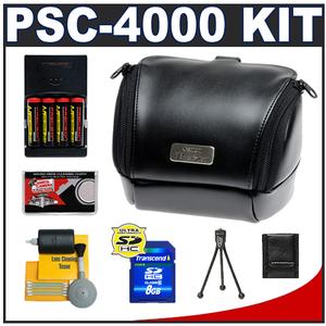 Canon PowerShot PSC-4000 Soft Leather Digital Camera Case with 8GB SDHC Card + (4) AA Batteries & Charger + Accessory Kit - Digital Cameras and Accessories - Hip Lens.com
