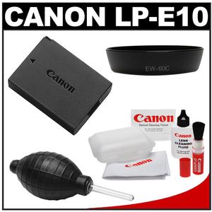 Canon LP-E10 Lithium-ion Rechargeable Battery Pack with EW-60C Lens Hood + Blower + Canon Optical Cleaning Kit - Digital Cameras and Accessories - Hip Lens.com