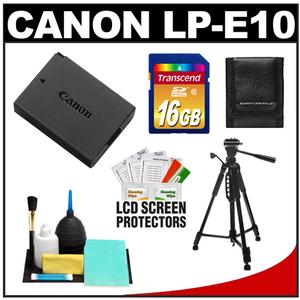 Canon LP-E10 Lithium-ion Rechargeable Battery Pack with 16GB Card + Tripod + Accessory Kit - Digital Cameras and Accessories - Hip Lens.com