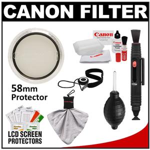 Canon 58mm Screw-in Protection Filter with Lens & Camera Cleaning Kit + Blower + Accessory Kit - Digital Cameras and Accessories - Hip Lens.com