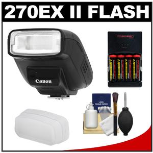 Canon Speedlite 270EX II Flash with Diffuser + (4) Batteries & Charger + Cleaning Accessory Kit - Digital Cameras and Accessories - Hip Lens.com