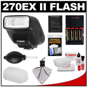 Canon Speedlite 270EX II Flash with Diffuser + (4) Batteries & Charger + Canon Cleaning Accessory Kit - Digital Cameras and Accessories - Hip Lens.com