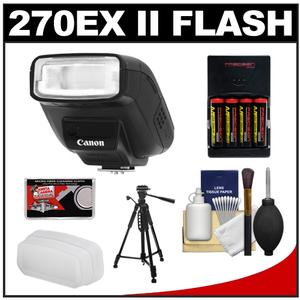 Canon Speedlite 270EX II Flash with Diffuser + Tripod + (4) Batteries & Charger + Cleaning Kit - Digital Cameras and Accessories - Hip Lens.com
