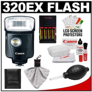 Canon Speedlite 320EX Flash with LED Light with (4) Batteries & Charger + Canon Cleaning Accessory Kit - Digital Cameras and Accessories - Hip Lens.com