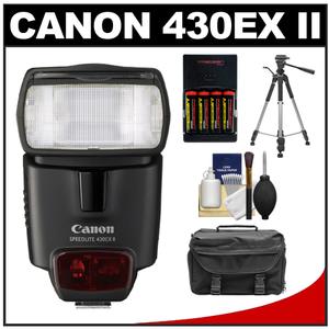 Canon Speedlite 430EX II Flash with Case + Tripod + (4) Batteries & Charger + Accessory Kit - Digital Cameras and Accessories - Hip Lens.com