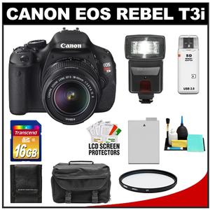 Canon EOS Rebel T3i Digital SLR Camera Body & EF-S 18-55mm IS II Lens with 16GB Card + Battery + Case + Filter + Flash + Cleaning & Accessory Kit - Digital Cameras and Accessories - Hip Lens.com