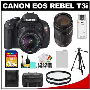 Canon EOS Rebel T3i Digital SLR Camera Body & EF-S 18-55mm IS II Lens with 75-300mm III Lens + 16GB Card + Battery + Case + (2) Filters + Tripod + Cleaning Kit - Digital Cameras and Accessories - Hip Lens.com