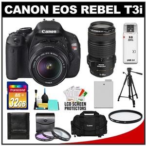 Canon EOS Rebel T3i Digital SLR Camera Body & EF-S 18-55mm IS II Lens with 70-300mm IS USM Lens + 32GB Card + Battery + Case + Filter Set + Tripod Kit - Digital Cameras and Accessories - Hip Lens.com