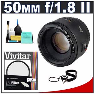 Canon EF 50mm f/1.8 II Lens with UV Filter + Accessory Kit - Digital Cameras and Accessories - Hip Lens.com