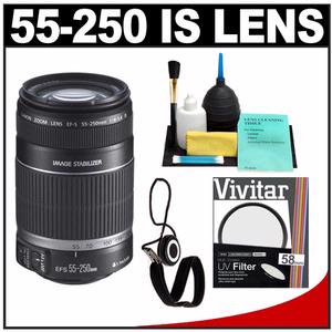 Canon EF-S 55-250mm f/4.0-5.6 IS II Zoom Lens with UV Filter + Cleaning Kit - Digital Cameras and Accessories - Hip Lens.com