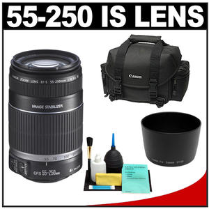 Canon EF-S 55-250mm f/4.0-5.6 IS II Zoom Lens with Case + Lens Hood + Lens Cleaning Kit - Digital Cameras and Accessories - Hip Lens.com