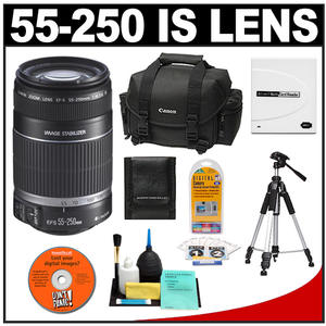 Canon EF-S 55-250mm f/4.0-5.6 IS II Zoom Lens with Case + 57" Tripod + Accessory Kit - Digital Cameras and Accessories - Hip Lens.com