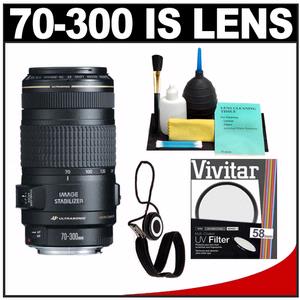 Canon EF 70-300mm f/4-5.6 IS USM Zoom Lens with UV Filter + Lens Cleaning Kit - Digital Cameras and Accessories - Hip Lens.com