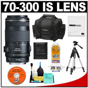 Canon EF 70-300mm f/4-5.6 IS USM Zoom Lens with Case + 57" Tripod + Accessory Kit - Digital Cameras and Accessories - Hip Lens.com