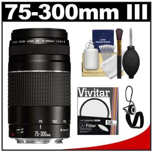 Canon EF 75-300mm f/4-5.6 III Zoom Lens with UV Filter + Lens Cleaning Kit - Digital Cameras and Accessories - Hip Lens.com