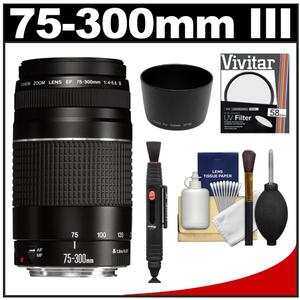Canon EF 75-300mm f/4-5.6 III Zoom Lens with UV Filter + Lens Hood + Lens Cleaning Kit - Digital Cameras and Accessories - Hip Lens.com