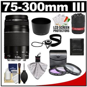 Canon EF 75-300mm f/4-5.6 III Zoom Lens with 3 UV/FLD/CPL Filters + Lens Hood & Pouch + Accessory Kit - Digital Cameras and Accessories - Hip Lens.com