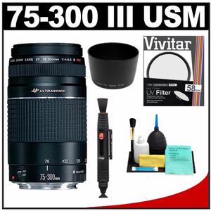 Canon EF 75-300mm f/4-5.6 III USM Zoom Lens with UV Filter + Lenspens + Cleaning Kit - Digital Cameras and Accessories - Hip Lens.com