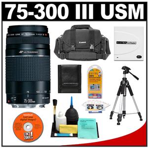 Canon EF 75-300mm f/4-5.6 III USM Zoom Lens with Case + 57" Tripod + Accessory Kit - Digital Cameras and Accessories - Hip Lens.com