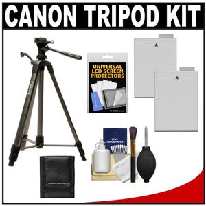 Canon 62" Deluxe Photo/Video 300 Tripod with 3-Way Panhead & Case with (2) LP-E8 Batteries + Cleaning Accessory Kit - Digital Cameras and Accessories - Hip Lens.com