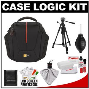 Case Logic DCB-304 High Zoom Digital Camera Holster Bag (Black) with Deluxe Photo/Video Tripod + Canon Cleaning Kit - Digital Cameras and Accessories - Hip Lens.com