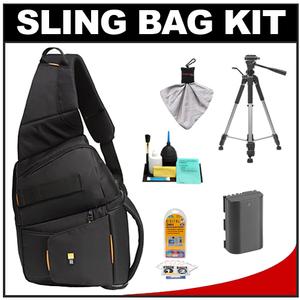 Case Logic Digital SLR Sling Camera Bag/Case (Black) (SLRC-205) with LP-E6 Battery + Tripod + Accessory Kit - Digital Cameras and Accessories - Hip Lens.com