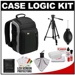 Case Logic TBC-307 Digital SLR Camera Backpack Case (Black) with Deluxe Photo/Video Tripod + Canon Cleaning Kit - Digital Cameras and Accessories - Hip Lens.com