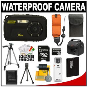 Coleman Xtreme C5WP Shock & Waterproof Digital Camera (Black) with 8GB Card + Battery + Floating Strap + (2) Cases + Tripod + Accessory Kit - Digital Cameras and Accessories - Hip Lens.com