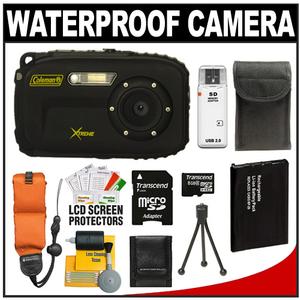Coleman Xtreme C5WP Shock & Waterproof Digital Camera (Black) with 8GB Card + Battery + Floating Strap + Case + Accessory Kit - Digital Cameras and Accessories - Hip Lens.com