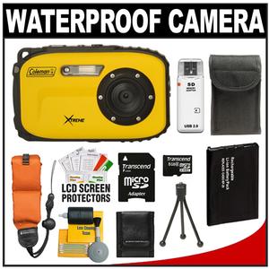 Coleman Xtreme C5WP Shock & Waterproof Digital Camera (Yellow) with 8GB Card + Battery + Floating Strap + Case + Accessory Kit - Digital Cameras and Accessories - Hip Lens.com