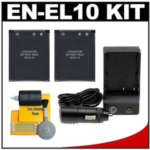 CTA (2) EN-EL10 Batteries & Charger for Nikon Digital Cameras with Cleaning Kit - Digital Cameras and Accessories - Hip Lens.com
