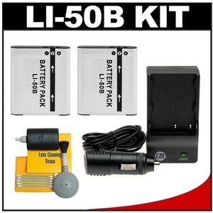 CTA (2) Li-50B Batteries & Charger for Olympus Digital Cameras with Cleaning Kit - Digital Cameras and Accessories - Hip Lens.com