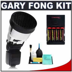 Gary Fong Lightsphere Universal Flash Power Snoot with (4) AA Batteries and Charger + Accessory Kit - Digital Cameras and Accessories - Hip Lens.com