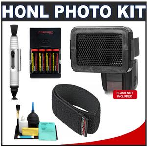 Honl Photo Professional 1/8" Honeycomb Speed Grid Diffuser for the Photo Speed System with Honl Photo Speed Strap + 4 Batteries & Charger + Accessory Kit - Digital Cameras and Accessories - Hip Lens.com