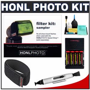 Honl Photo Sampler Color Correction Gel Filter Kit for Photo Speed System with Honl Photo Speed Strap + 4 Batteries & Charger + Accessory Kit - Digital Cameras and Accessories - Hip Lens.com