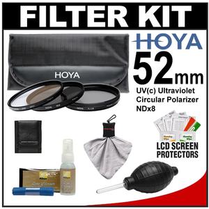 Hoya 52mm (HMC UV / Circular Polarizer / ND8) 3 Digital Filter Set with Pouch with Nikon Cleaning + Accessory Kit - Digital Cameras and Accessories - Hip Lens.com