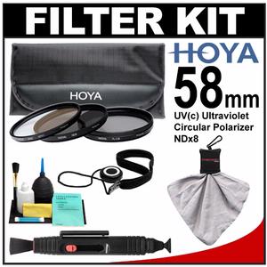 Hoya 58mm (HMC UV / Circular Polarizer / ND8) 3 Digital Filter Set with Pouch with Lenspen + Spudz + Cleaning Kit - Digital Cameras and Accessories - Hip Lens.com