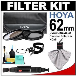 Hoya 62mm (HMC UV / Circular Polarizer / ND8) 3 Digital Filter Set with Pouch with Lenspen + Spudz + Cleaning Kit - Digital Cameras and Accessories - Hip Lens.com
