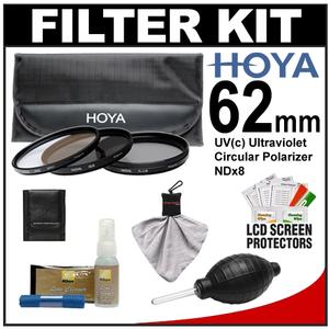Hoya 62mm (HMC UV / Circular Polarizer / ND8) 3 Digital Filter Set with Pouch with Nikon Cleaning + Accessory Kit - Digital Cameras and Accessories - Hip Lens.com