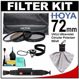 Hoya 72mm (HMC UV / Circular Polarizer / ND8) 3 Digital Filter Set with Pouch with Lenspen + Spudz + Cleaning Kit - Digital Cameras and Accessories - Hip Lens.com