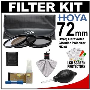 Hoya 72mm (HMC UV / Circular Polarizer / ND8) 3 Digital Filter Set with Pouch with Nikon Cleaning + Accessory Kit - Digital Cameras and Accessories - Hip Lens.com