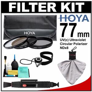 Hoya 77mm (HMC UV / Circular Polarizer / ND8) 3 Digital Filter Set with Pouch with Lenspen + Spudz + Cleaning Kit - Digital Cameras and Accessories - Hip Lens.com