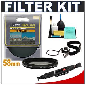Hoya 58mm HMC Circular PL Polarizer Multi-Coated Glass Filter with CapKeeper + Lens Cleaning Kit - Digital Cameras and Accessories - Hip Lens.com